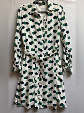 Brooks Brothers 100% Silk Shirt Belted Dress Polka Dots Sz 8